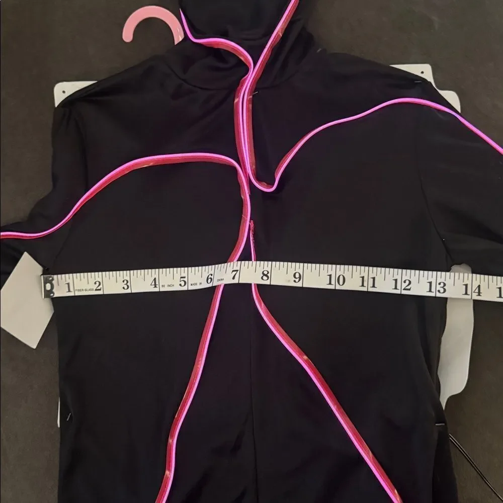 Girls Light Up Stick Figure Black Hooded Dress Pink Light Up Halloween M 7/8 NEW